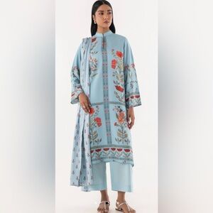 Sana Safinaz 3 piece stitched suit in floral light blue print